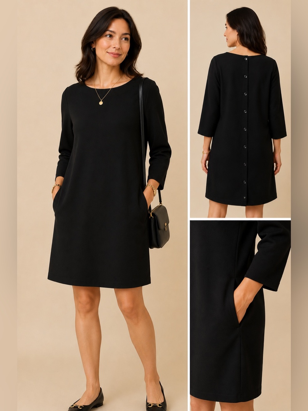 New York & Company Classic Black Long Sleeve shift Dress